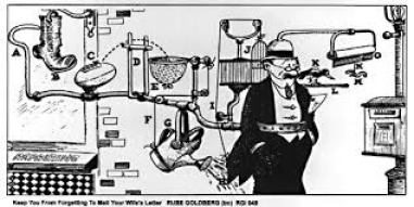 Some might (and did) see similarities y between Goldberg's contraptions and my "closet axe" (a comparison to the so-called "closet hook")?